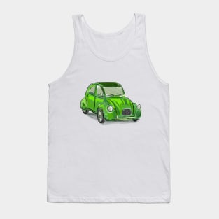 Classic Citroën Deux Chevaux 2CV Loose Sketch - Green Tank Top